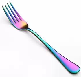 Wyt 664918731939 Colorful Dinner Forks Set Of 8 Stainless Steel Rainbow 8-piece Silverware Di