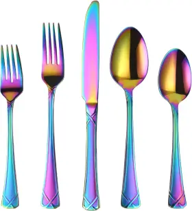 Xr-473001 X-haoware 30-piece Rainbow Silverware Set Stainless Steel Flatware Cutlery