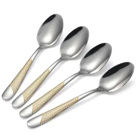 X-zrew 659446710112 Dinner Spoons Set Of 4 Stainless Steel Teaspoon Dessert Tea Spoon Kitchen