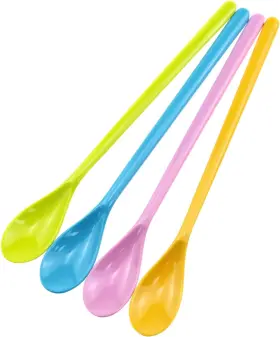 Xhziy 705353598319 Vaktok 4pcs Colorful Plastic Long Coffee Spoons Creative For Ice Cream Su