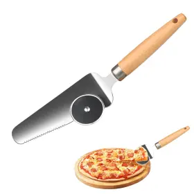 425xxx Xinbada 3 In 1 Pizza Spatula Server And Cutter - With Rolling Wheel Rocker Blade W