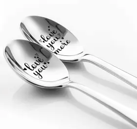 Xqlzy 744759812698 Love You More Funny Couples Spoon Set Ice Cream For Co