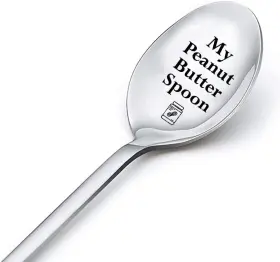Xq-spoon36-us Yangqian Peanut Butter Spoon Gifts For Women Men Lovers Silver