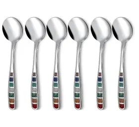 Sp-001 Yihor Premium 7.24 Inch European Soup Spoons Stainless Steel Creative Colorful Enamel