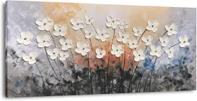 Ymx-0742040 Yihui Arts Flower Canvas Wall Art With 3d Hand 40l X 20w Artwork