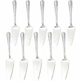 Cs01 Ymeibe Stainless Steel Cake Server Pack Of 10 Hammered Pie Holder Transfer Triangular