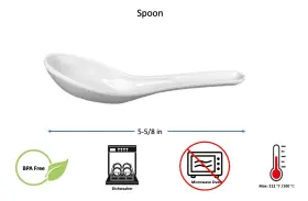 Z-moments 1907 Melamine Ramen Pho Noodle Soup Spoon Utensil 5-5/8 Inch White Chinese Restaurant New