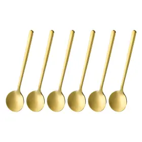 Zaplyte 634149698820 6pcs Espresso Spoons 5.1 Inches Stainless Steel Round Coffee Spoon Gold Tone