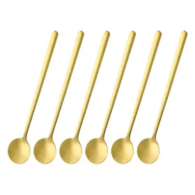 Zaplyte 634149698936 6pcs Espresso Spoons 6.7 Inches Stainless Steel Round Coffee Spoon Gold Tone