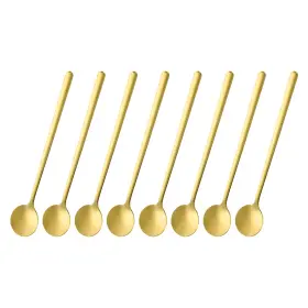 Zaplyte 634149698974 8pcs Espresso Spoons 6.7 Inches Stainless Steel Round Coffee Spoon Gold Tone