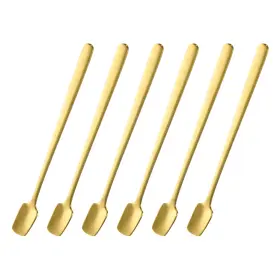 Zaplyte 634149699087 6pcs Espresso Spoons 6.1 Inches Stainless Steel Square Coffee Spoon Gold Tone
