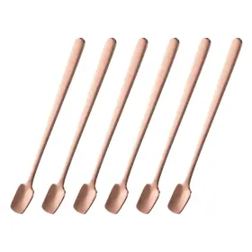 Zaplyte 634149699094 6pcs Espresso Spoons 6.1 Inch Stainless Steel Square Coffee Spoon Rose Gold