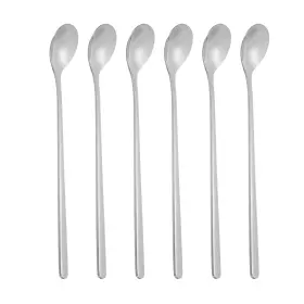 Zaplyte 679134552817 6pcs Long Handle Iced Tea Spoon 7 Inch Stainless Steel Spoons Silver Tone