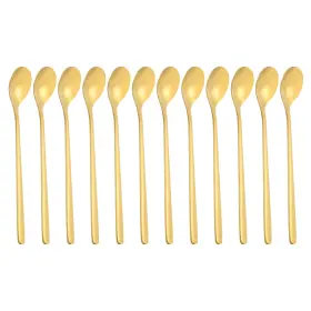 Zaplyte 679209685150 Long Handle Iced Tea Spoon 12 Pcs 6 Inch Stainless Steel Spoons Gold Tone