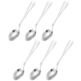 Zaplyte 766549132502 6pcs 5 Inch Stainless Steel Soup Spoon Tea Spoons Squared Edge Dinner Silver