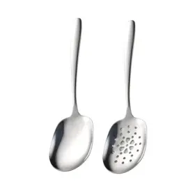 Zdfqly-a01 Zdfqly 2-piece Large Stainless Steel Serving Spoons Set - 9.8 Inch Slotted And Solid