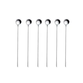 Zeare 036720044769 Long Handle Spoons 9.45-inch Stainless Steel Spoon 6pcs Silver