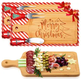 Jne-ziliny-4966 Ziliny 2 Set Christmas Cheese Board And Knife Wooden Small Charcuterie Mi