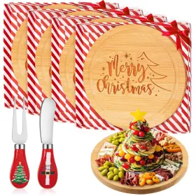 Jne-ziliny-4977 Ziliny 4 Set Christmas Cheese Board And Knife Wooden Small Charcuterie Mi