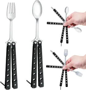 Cs-01-hdcs Zowzow Butterfly Fork And Spoon Stainless Steel Set 2 Pcs Reusable Spork For Travel Ca