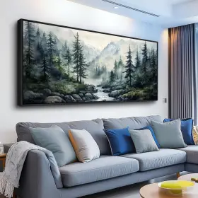 Zuitinghua 635407452468 Black Framed Canvas Wall 40 Inch L X 20 W Misty Forest 4