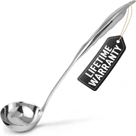 Zulay Kitchen 093674184749 Stainless Steel 13 Inch Soup Ladle - Comfort Grid Silver