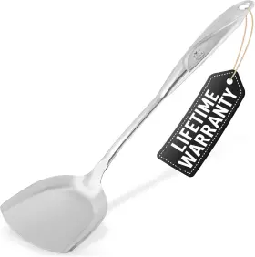 Zulay Kitchen 093674187078 Stainless Steel Metal Wok Spatula - Durable Silver
