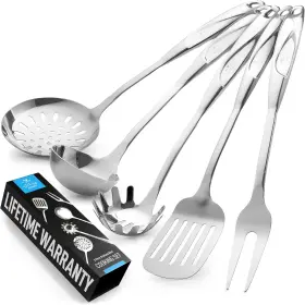 Zulay Kitchen 093674189386 Stainless Steel Cooking Utensil - 5 Piece Set Silver