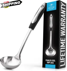Zulay Kitchen 093674190108 Premium Soup Ladle 12 Inch Stainless Steel With Non-slip Silver