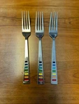 Set Of 3 Fiesta Celebration Dinner Forks Rainbow. Fixed Price $36.99.