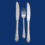 Hampton Silversmiths Lily Frosted Stainless Salad Fork 7" Dinner Knives X2 9.25". Fixed Price $8.95.