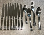 Pfaltzgraff Everyday Sapphire Bay Stainless Steel 45 Piece Flatware. Fixed Price $59.99.