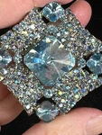 Diamond Blue & Clear Pave Rhinestone Juliana Vintage Silver Brooch Pin M-6201. Fixed Price $129.99.