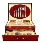 75 Piece Venezia Provenza Silverware Set For 12 - 18/10 Gold Plated Flatware. Fixed Price $249.99.