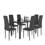 7-PIECE Modern Elegant Black Dining Table Set Pu Soft Leather Chairs Home. Fixed Price $348.49.