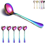 Rainbow Soup Spoons, 6 Pieces Stainless Steel Round With Titaniu. Fixed Price $18.97.