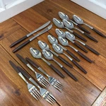 Interpur Canoe Stainless Flatware 18 Pcs Royal Elegance Wood Handle Japan Mcm. Fixed Price $115.56.