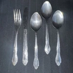Utica Stainless Flatware Lot UTI43 5 Pieces Tablespoon Fork Knife. Fixed Price $6.99.