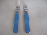 Mcm Mikasa MIS31 Blue 6 3/8" Forks Plastic Hdl. Stainless Center Japan SET/2. Fixed Price $19.99.