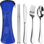 Portable Silverware Set With Case, Lengnoyp Travel Camping Thick. Fixed Price $8.22.