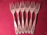 Set Of 6 Salad Forks Splendide Danica Satin Stainless Steel Flatware 7/8". Fixed Price $59.75.