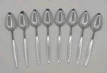 Vtg Riviera Stainless Flatware RIF7 Floral 8 Soup Spoons Tablespoon Japan Mcm 7". Fixed Price $39.99.
