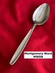 Montgomery Ward MWD8 Teaspoon 6 1/8" Floral Leaves Stainless Steel Flatware. Fixed Price $5.59.