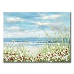 Utop-art Beach Scene Canvas Wall Art: Seaside White Wildflower & Blue Ocean S.... Fixed Price $66.59.