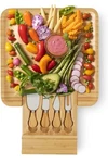 Sky Solutions Charcuterie Board, X13 Wooden Bamboo W/ 4 Knives & Drawer. Fixed Price $35.99.