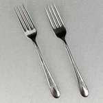 Two International Silver Silco INS206 Stainless Steel Dinner Forks Flatware Usa. Fixed Price $6.95.