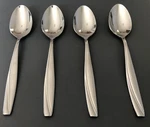 Oneida Stainless Camlynn Set Of 4 Teaspoons 6 1/8" Frosted Flatware Glossy End. Fixed Price $14.00.