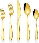 60-PIECE Gold Silverware Set, Cxjy Stainless Steel Flatware For 12, Kitchen. Fixed Price $60.39.