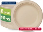 Greenworks 100 Count 6" Small Compostable Dessert Plates, Heavy-duty Unbleached. Fixed Price $19.52.