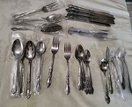 51 Pc Lot Vintage IMI4 Stainless Imperial Flatware Floral, Scrolls Japan Serving. Fixed Price $53.99.